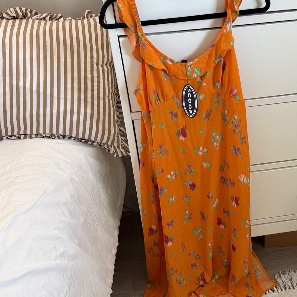 Orange Floral Midi Dress